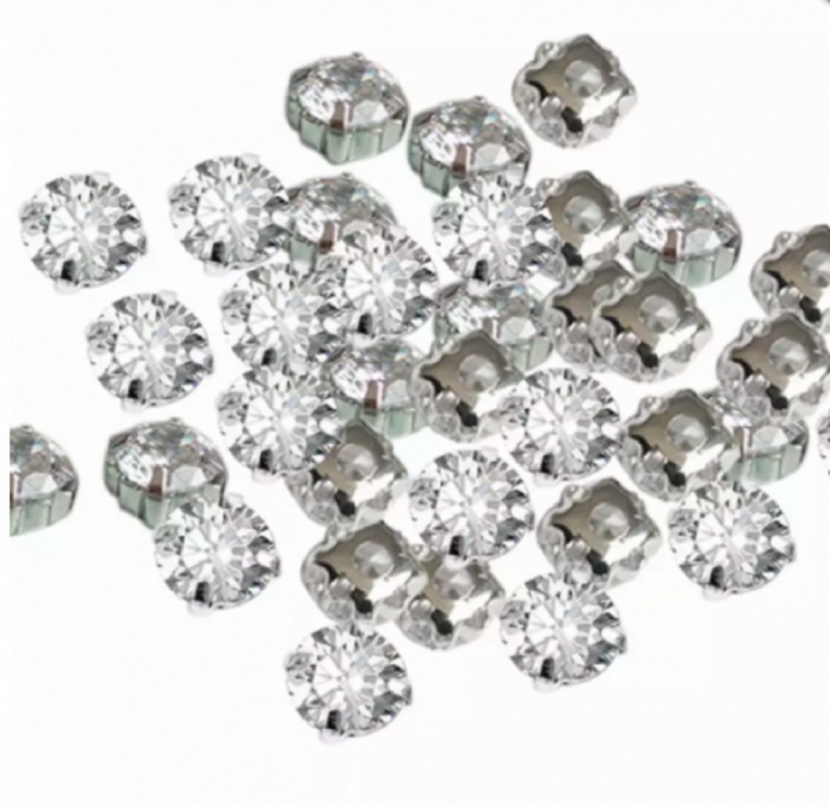 40 Naai kralen-Strass- 8 mm-zilverkleurig - Charme Bijoux