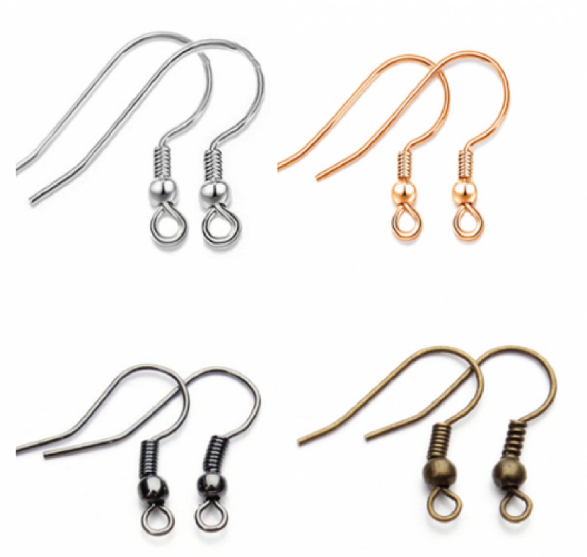 70 -Franse -oorbelhaken- 4 kleuren -Sieraden maken- Charme Bijoux