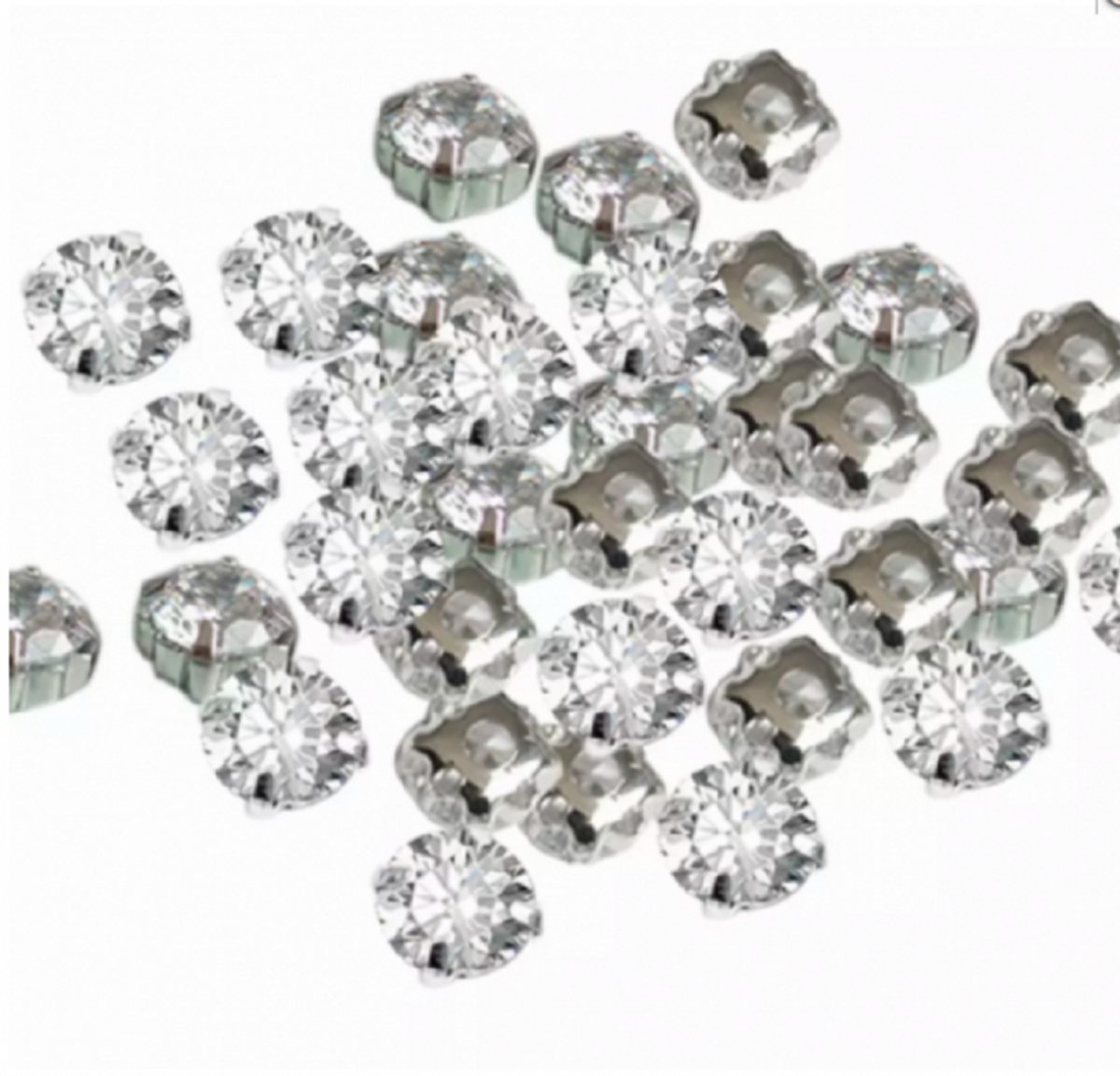 75 stuks-Strass Naaikralen- 6.5 mm-Zilverkleurig - Charme Bijoux