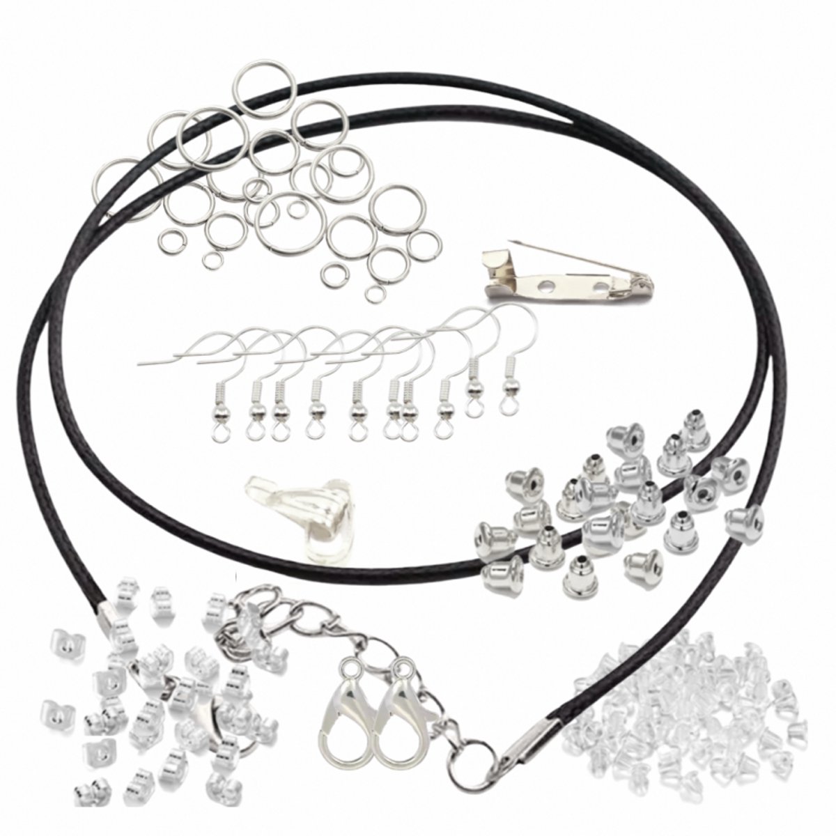 80-Delig set- Zilverkleur-Zwart-sieraden maken - Charme Bijoux