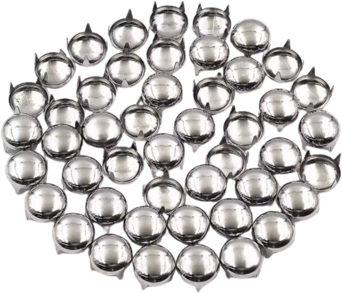 80 Kleding studs rond- 10 mm- zilverkleur - Charme Bijoux