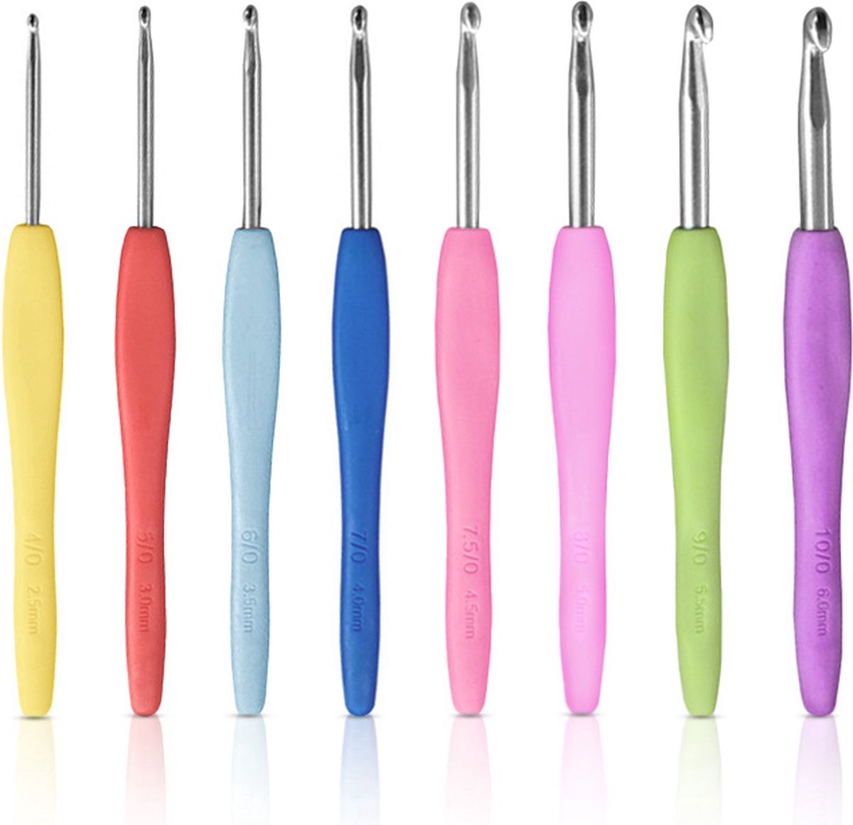 Ergonomische haaknaalden set - Haaknaald - Softgrip - Verschillende maten - 2,5 mm tot 6 mm - 8-delig