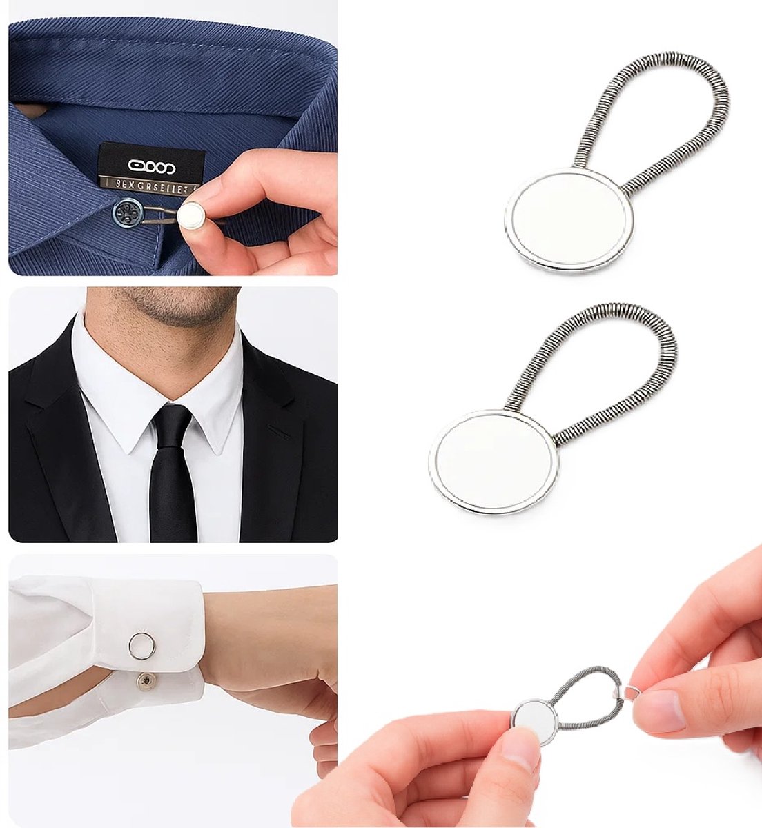 2x Spijkerbroek Verlengknopen I  sgat Verlenger I Manchetten Verlengknopen I Kraag Verlengknopen I Universeel I 2,5 cm Verstelknoop I Broekverbreder I Wit