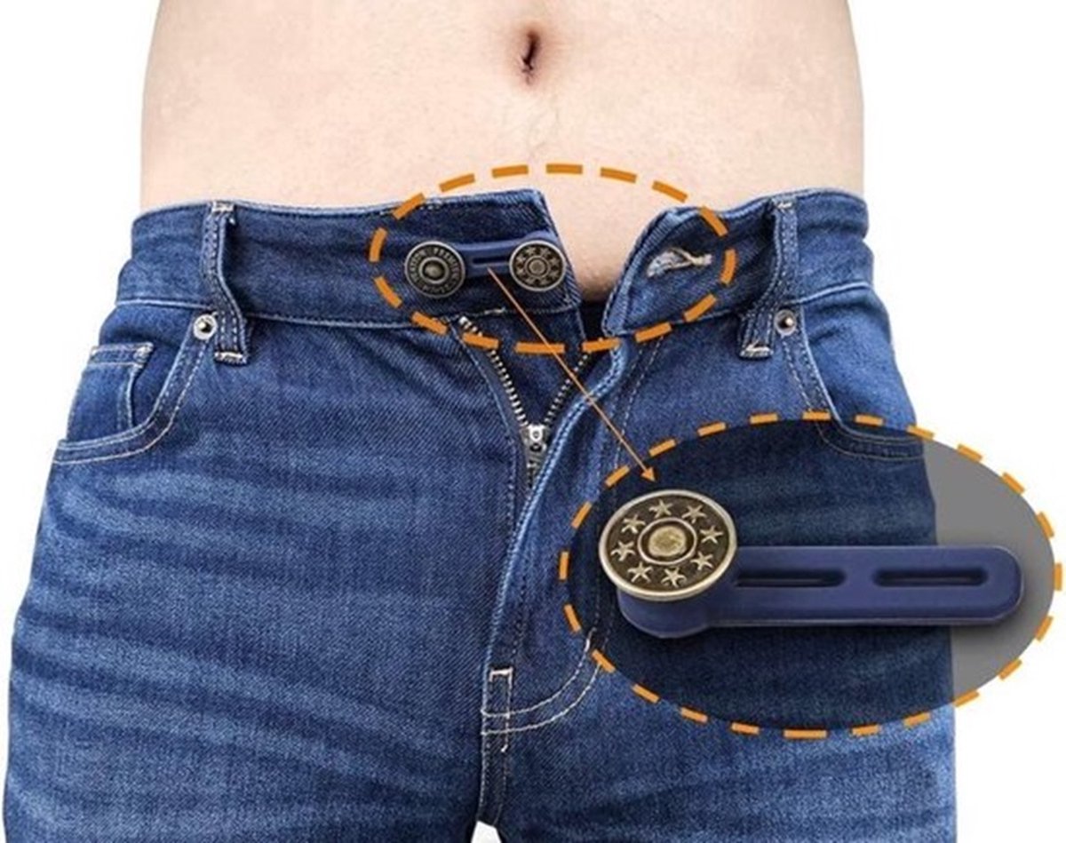 3x Spijkerbroek Verlengknopen I Knoopsgat Verlenger I Spijkerbroek Verlengknoop I 5 cm Verstelknoop I Zwangerschap Broekverbreder