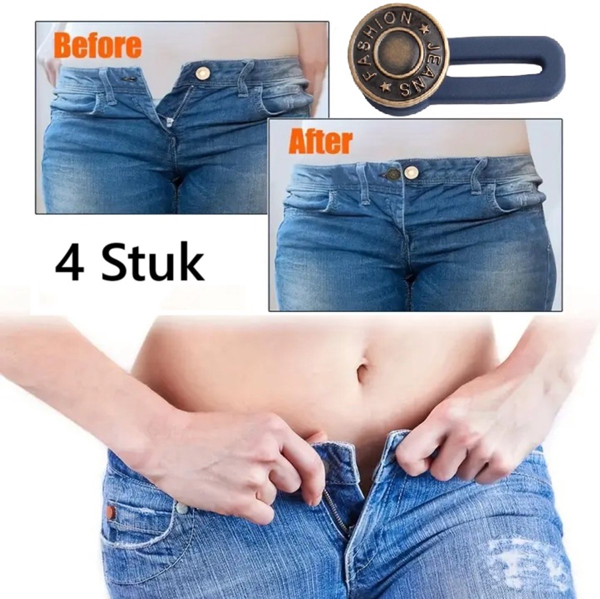 4x Spijkerbroek Verlengknopen I Knoopsgat Verlenger I Spijkerbroek Verlengknoop I 2 cm Verstelknoop I Zwangerschap Broekverbreder
