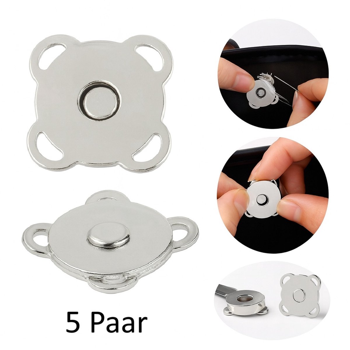 5 Paar Magnetische Drukknopen I Magneetsluitingen I Magnetische Vervangende Knoop Voor Kleding, Tassen, etc. I Magnetische Sluitingen I 1.4 CM I Zilver