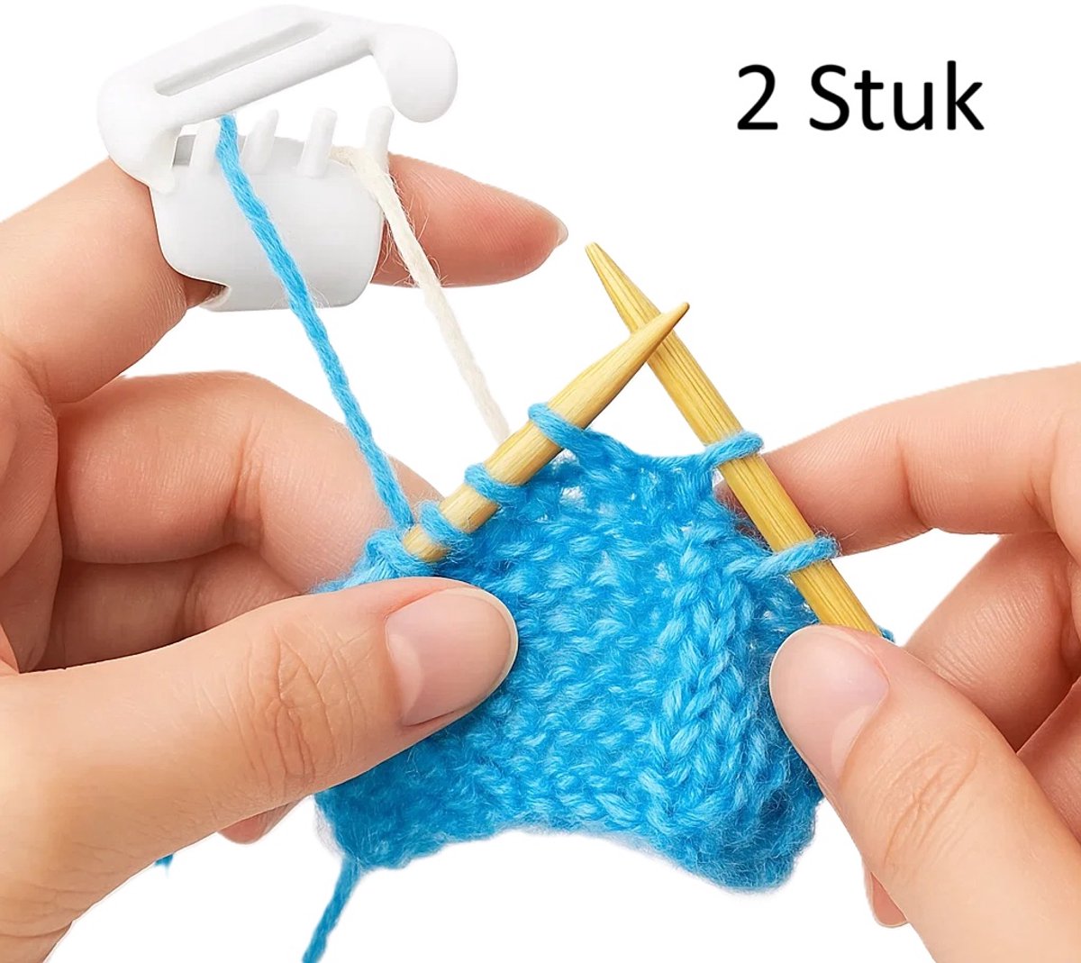 Garengeleider Vingerhouder – 2 stuks – Wit – Brei- & Haakaccessoire voor Beginners – Plastic Vingerhoed voor Garencontrole & Gescheiden Garens