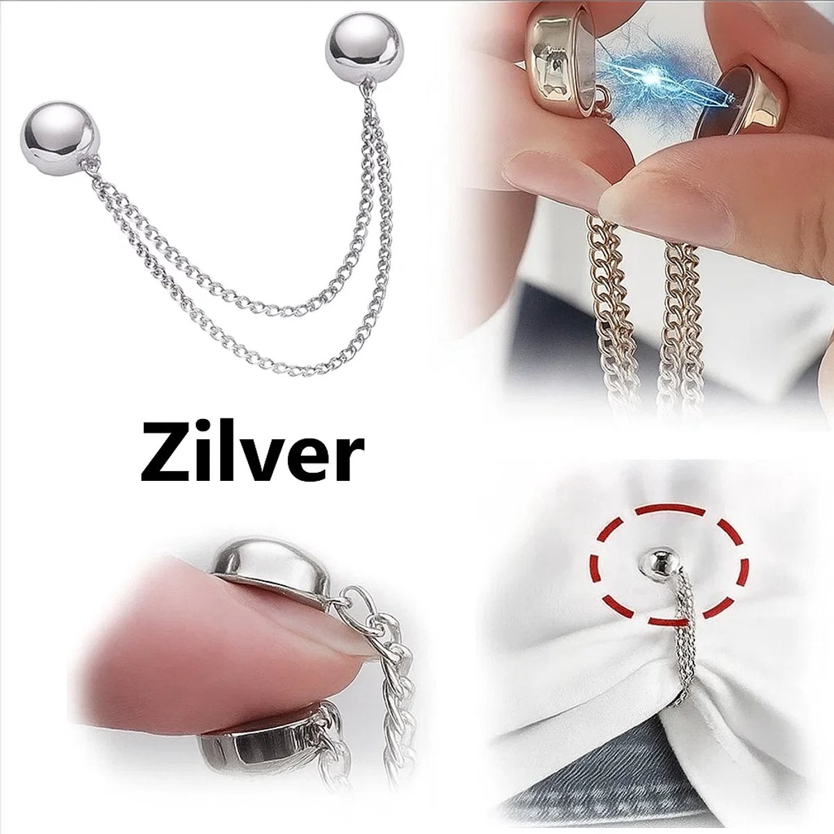 Magnetische Broek & T-Shirt Kleding Clip I Broekpijp Verkorter I Taille Versmaller I Kleding Gesp I Zilver