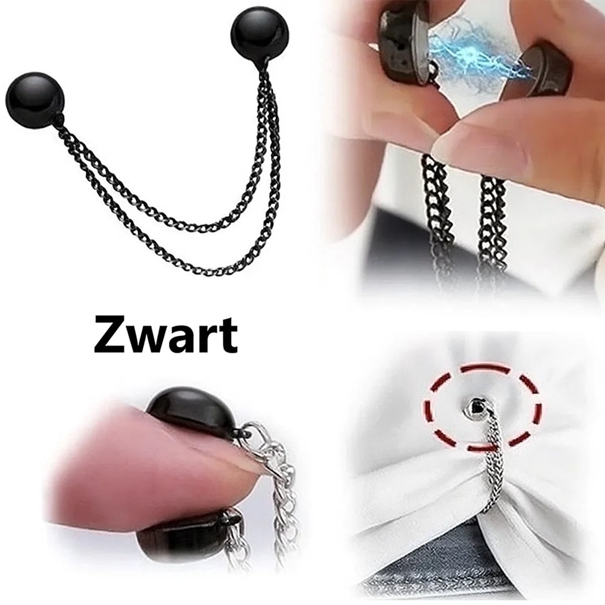 Magnetische Broek & T-Shirt Kleding Clip I Broekpijp Verkorter I Taille Versmaller I Kleding Gesp I Zwart