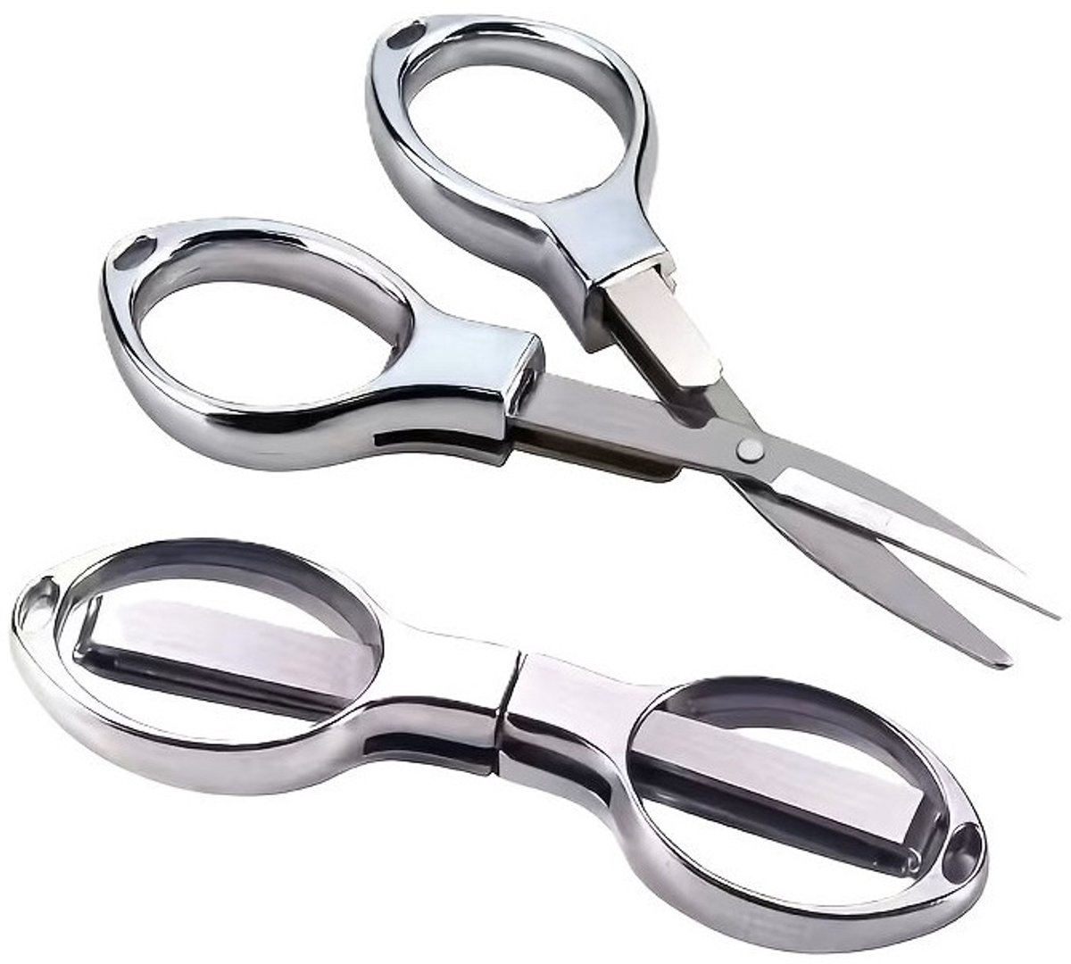 Opvouwbare RVS Mini Schaar – Zilver – Telescopisch – Draadschaar / Naaischaar / Borduurschaar – Met Sleutelring Gat – Compact & Duurzaam – Reistravel Tool