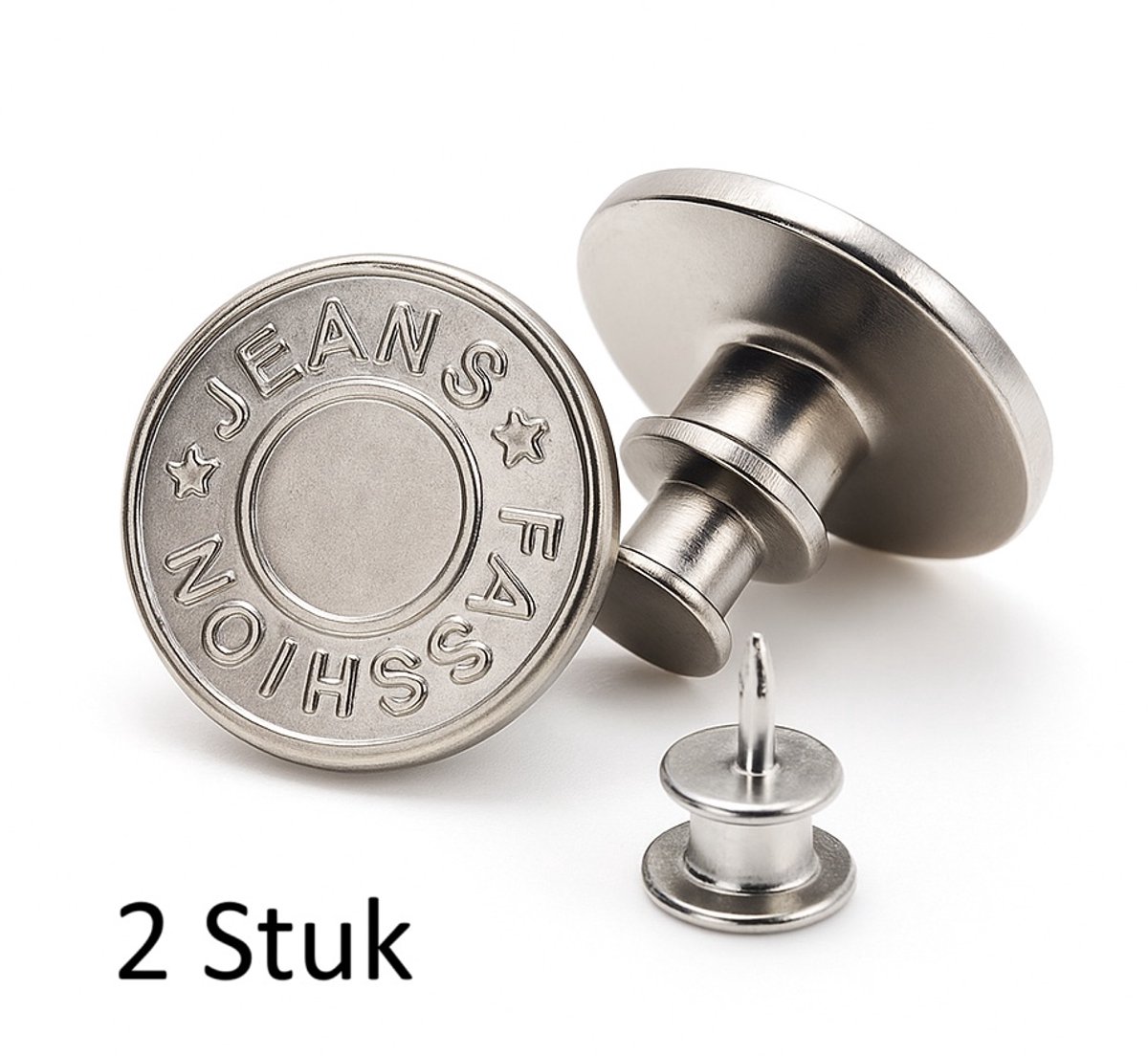 Spijkerbroek Knoop Met Klik I Jeansknopen I Knopen Vervangen I Spijkerbroek knoop I Zilver I 2 Stuk