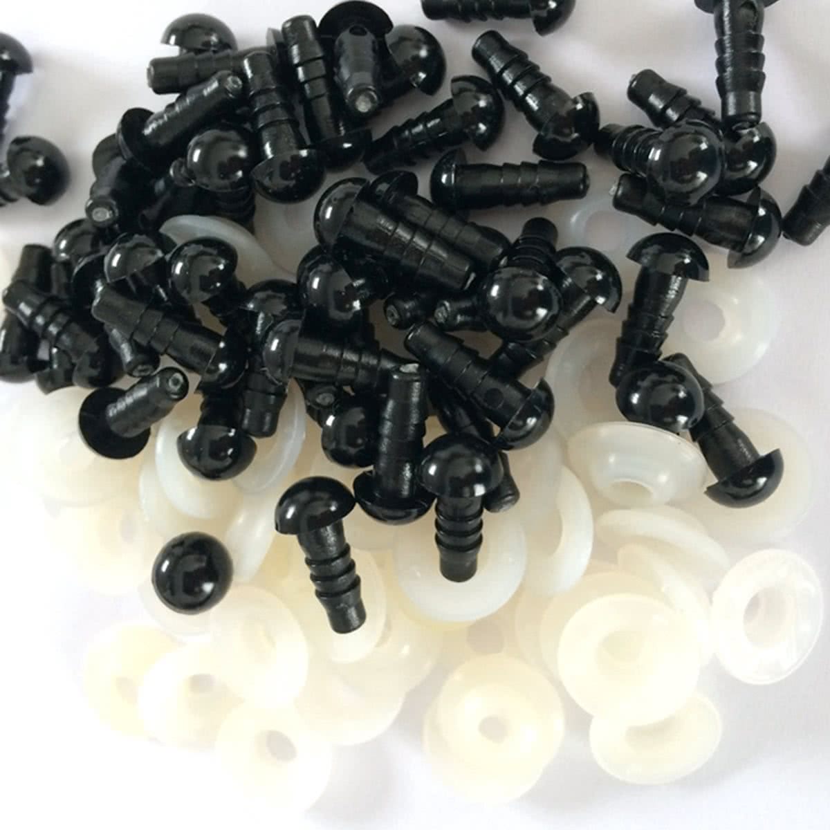 zwarte veiligheidsoogjes 9 mm inclusief sluitring, 10 paar