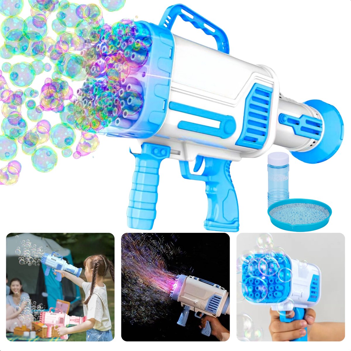 Cheqo® Bellenblaas Pistool - Bubble Gun - Bellenblazer - Bellenblaasmachine - Waterpistool - Inclusief Bellenblaas Navulling
