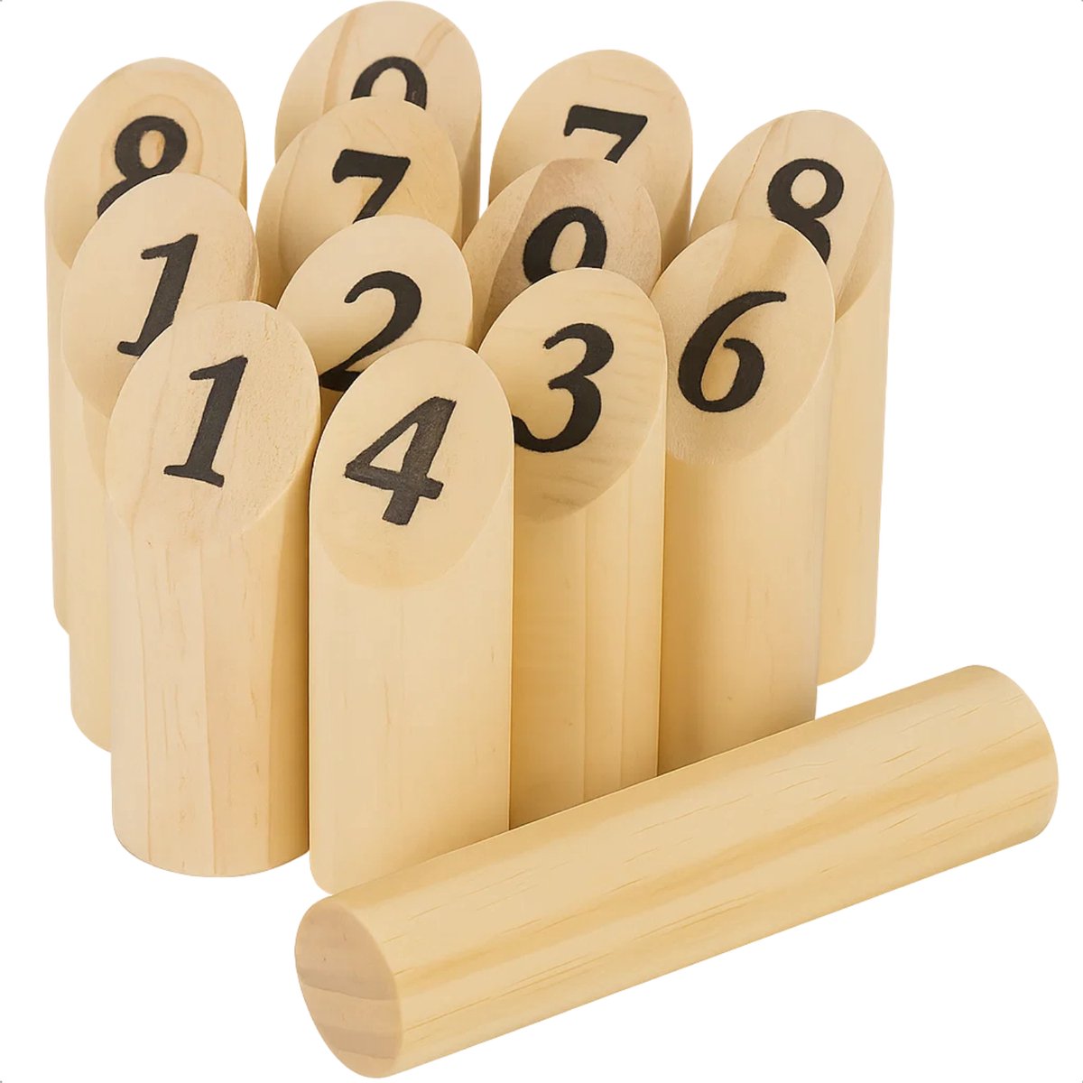 Cheqo® Houten Werp Spel - Kubb Spel - Fins Werpspel - 13-Delig Werpspel - Voor Tuin en Park - Massief Hout