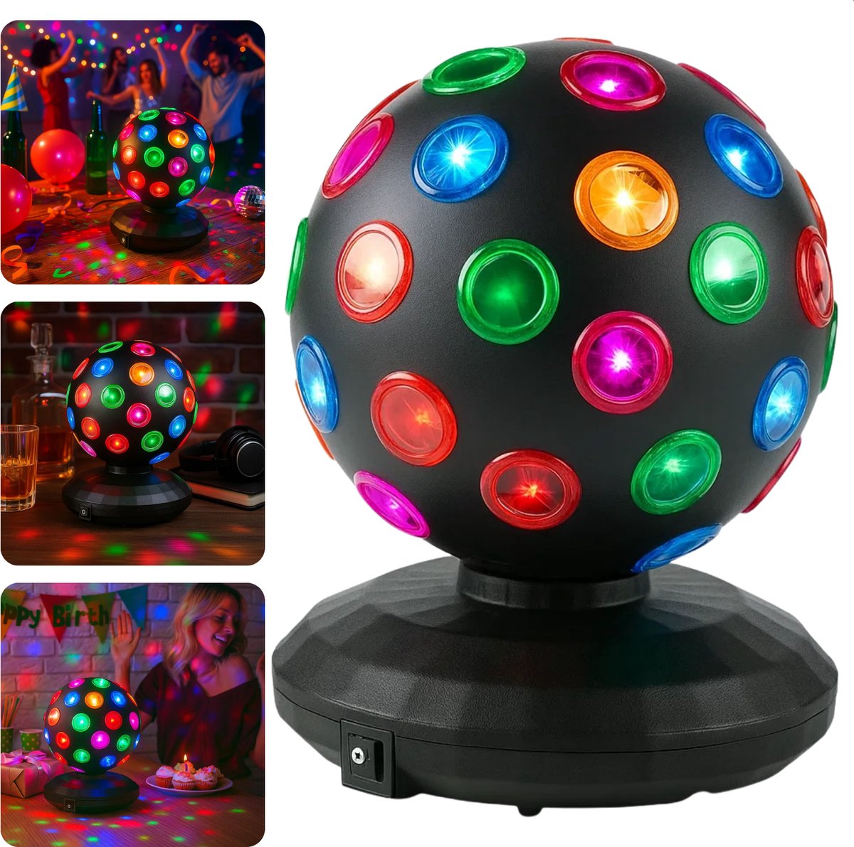 Cheqo® LED Disco Bal - Disco Bal - Feestverlichting - Disco Licht - Party Light - Gekleurde Lichteffecten - Voor Kinderen En Volwassenen - Eenvoudig In Gebruik - Compacte Formaat - Levendige Dansvloer - Urenlang Plezier