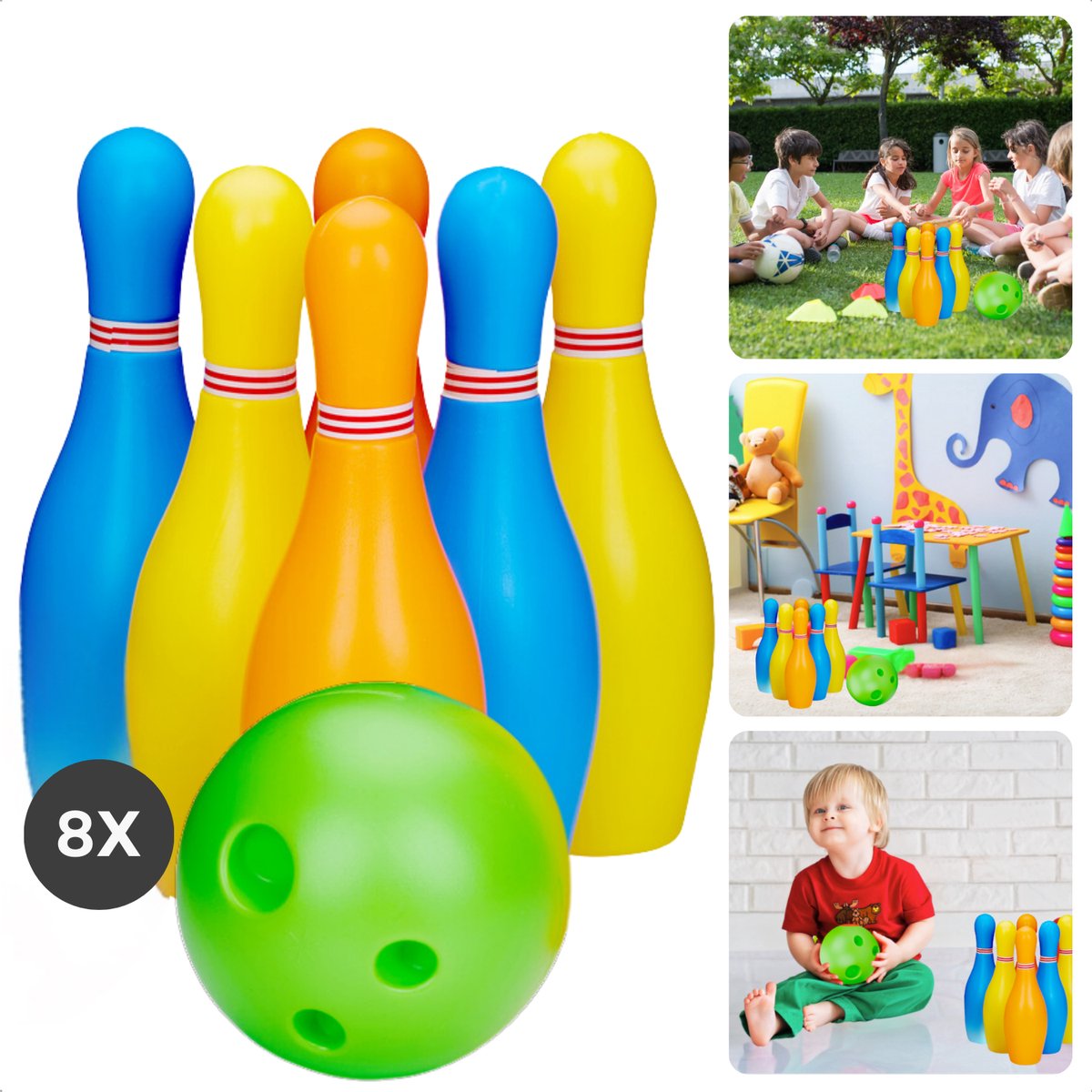 Cheqo® Speelgoed Bowling Set - Bowlingset voor Kinderen - Bowlen - Bowling - Kegelset - Kegelen - Kegelspel voor Kinderen