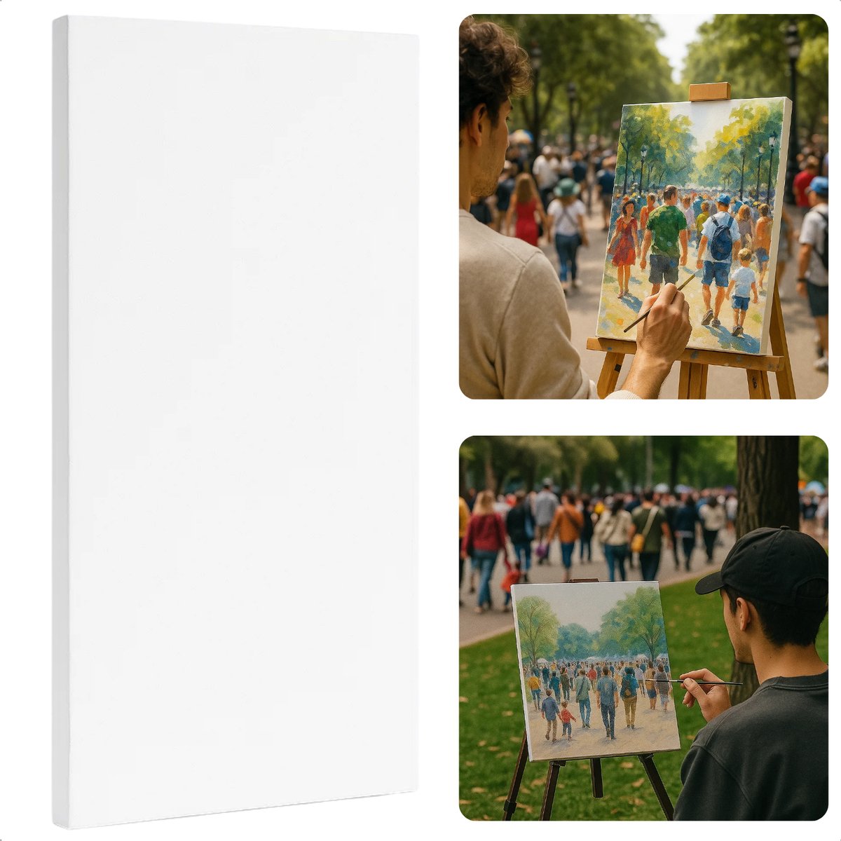 Cheqo® Stretched Canvas - Canvas Schildersdoek - 30x70 cm - Schilderen Op Canvas - Kunst Schildersdoek - Olieverf Geschikt - Acrylverf Canvas - Plakkaatverf Doek - Langwerpig Schilderdoek - Hobby Schilderen - Schilderdoek Voor Kunstenaars