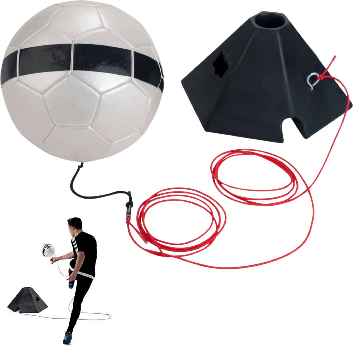 Cheqo® Voetbaltrainer met Bal - Voetbalvaardigheidstrainer - Bal aan Touw - Voetbal Trainer met Elastiek
