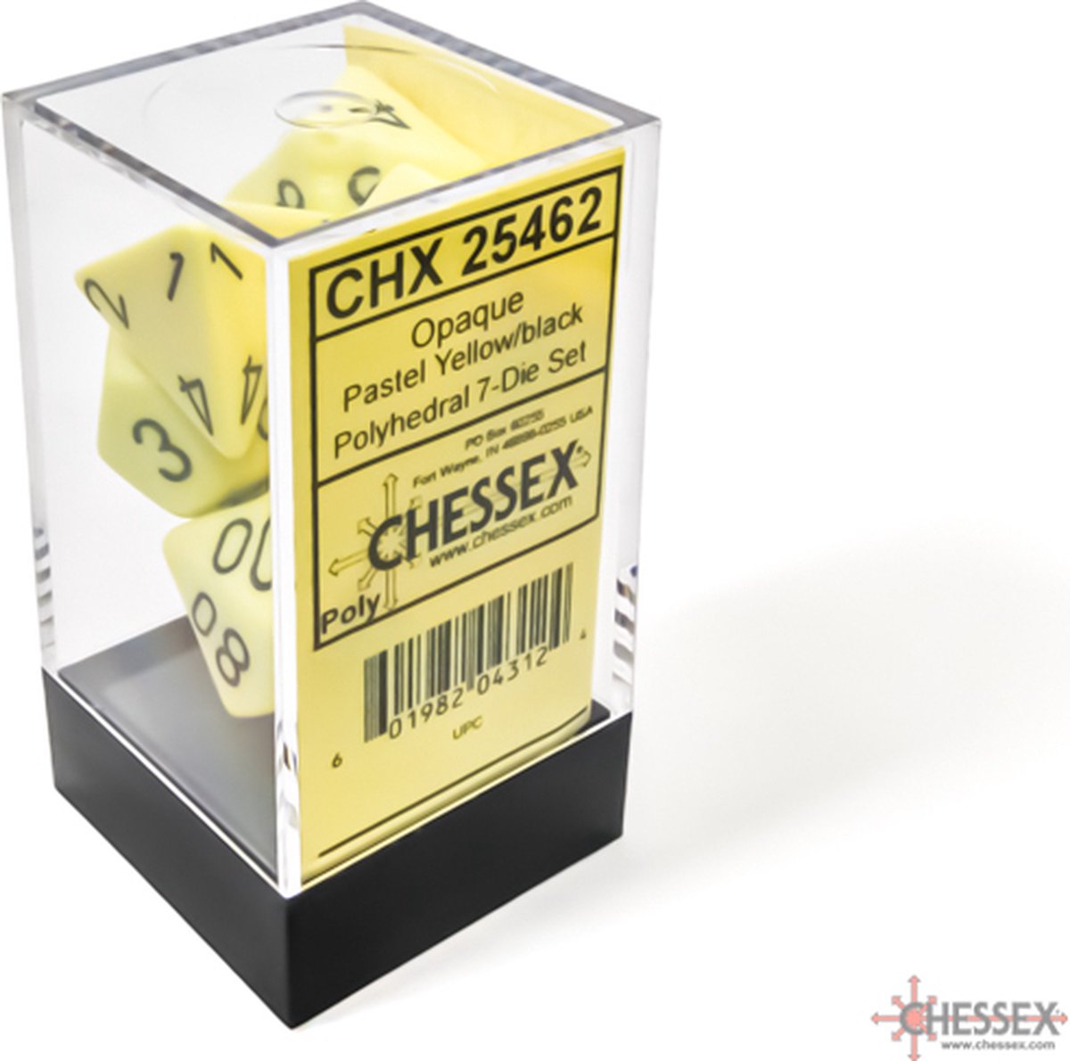 Chessex 7-Die set Opaque Pastel - Yellow/Black