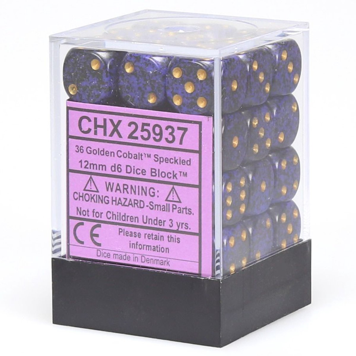 Chessex Golden Cobalt Speckled D6 12mm Dobbelsteen Set (36 stuks)