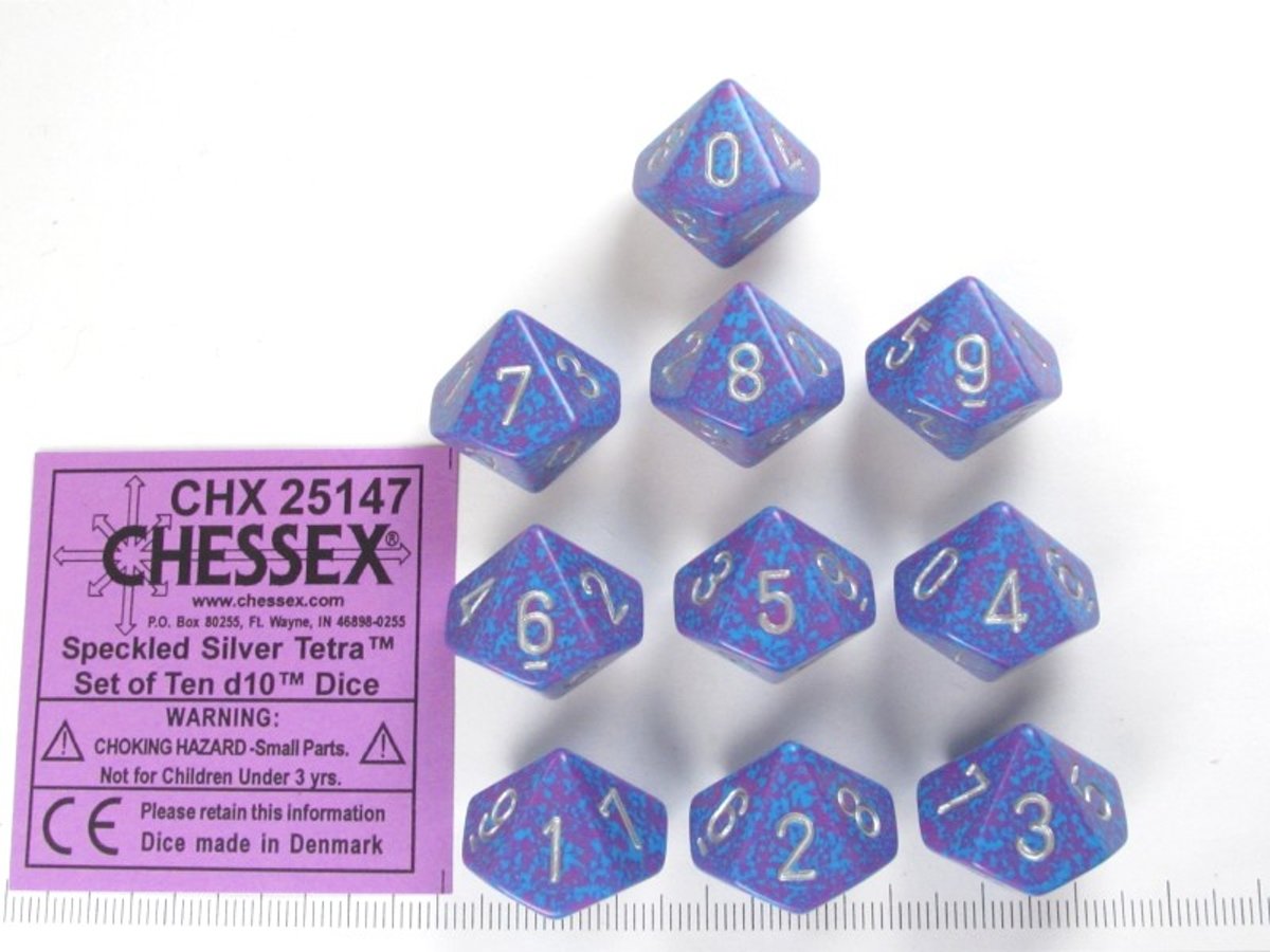   dobbelstenen set, 10 10-zijdig, Speckled Silver Tetra