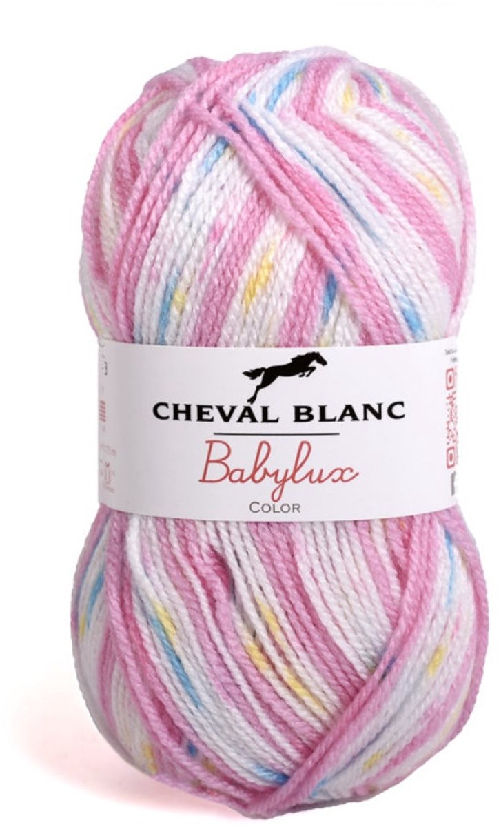 Babylux roze wit geel (102) dun acryl garen voor haken - 50 grams met 165 meter - haakgaren - breigaren