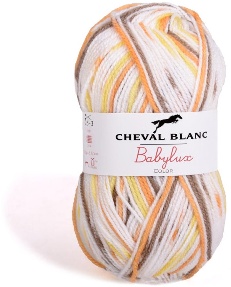 Babylux wit oranje geel (502) dun acryl garen voor haken - 50 grams met 165 meter - haakgaren - breigaren