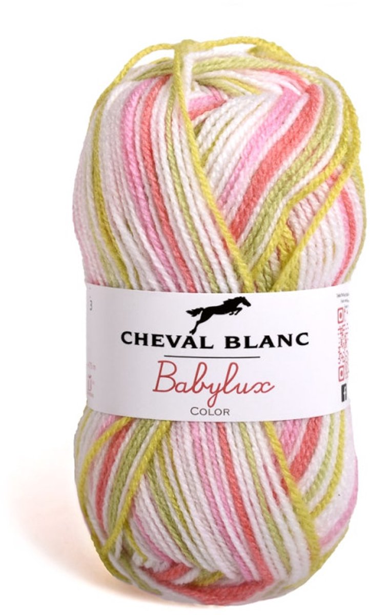 Babylux wit zalm lime (413) dun acryl garen voor haken en breien - 50 grams met 165 meter - haakgaren - breigaren
