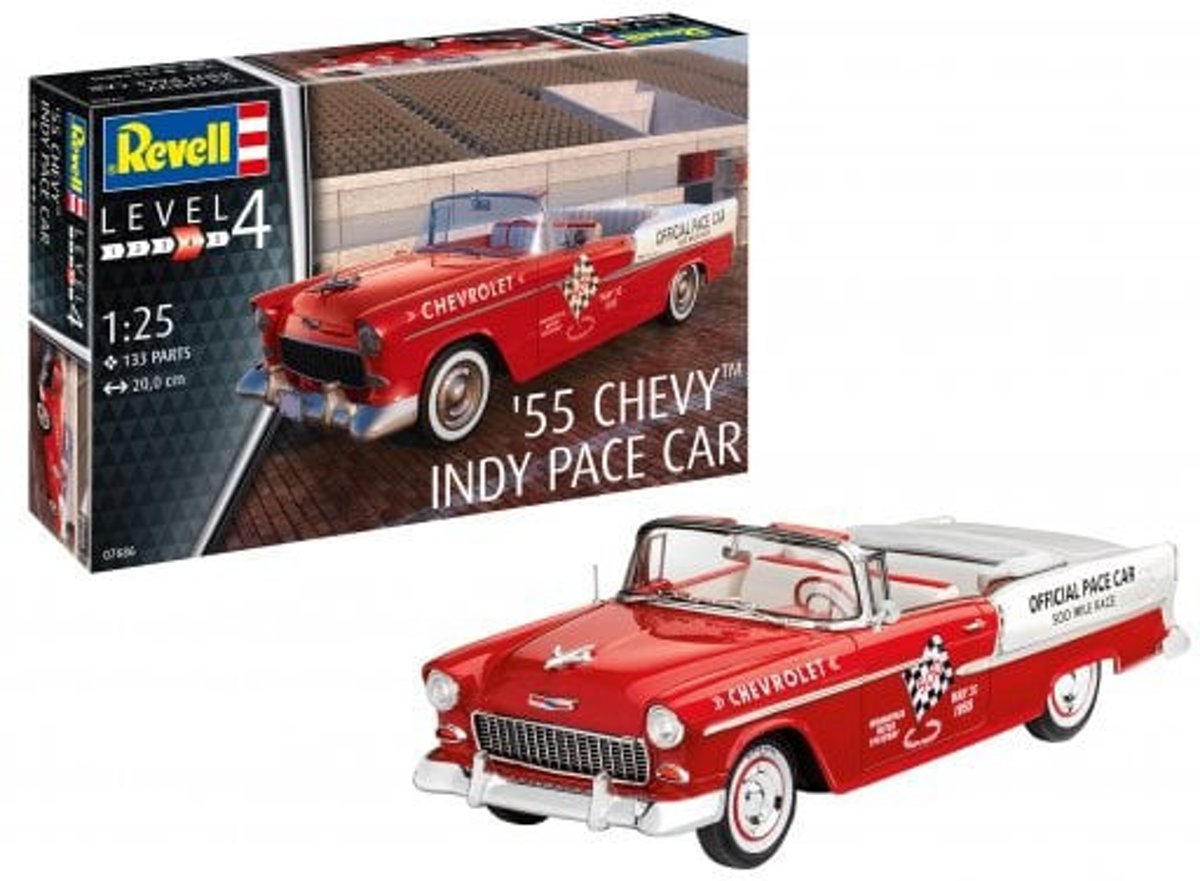 Chevrolet Indy Pace Car 1955 Revell Bouwdoos 1:25 Level 4 133 parts