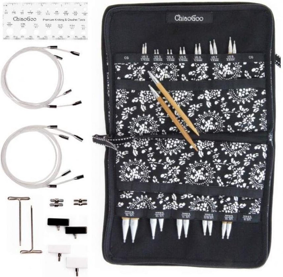 ChiaoGoo SPIN 10cm (4) Bamboo Interchangeable Needle Set (2.75-10.00mm)