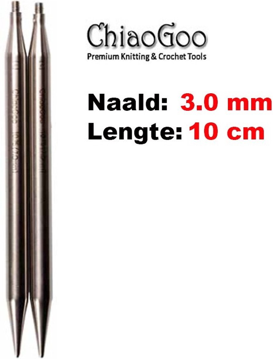 ChiaoGoo verwisselbare naaldpunten TWIST LACE Klein 3,00 mm 10 cm 2 stuks
