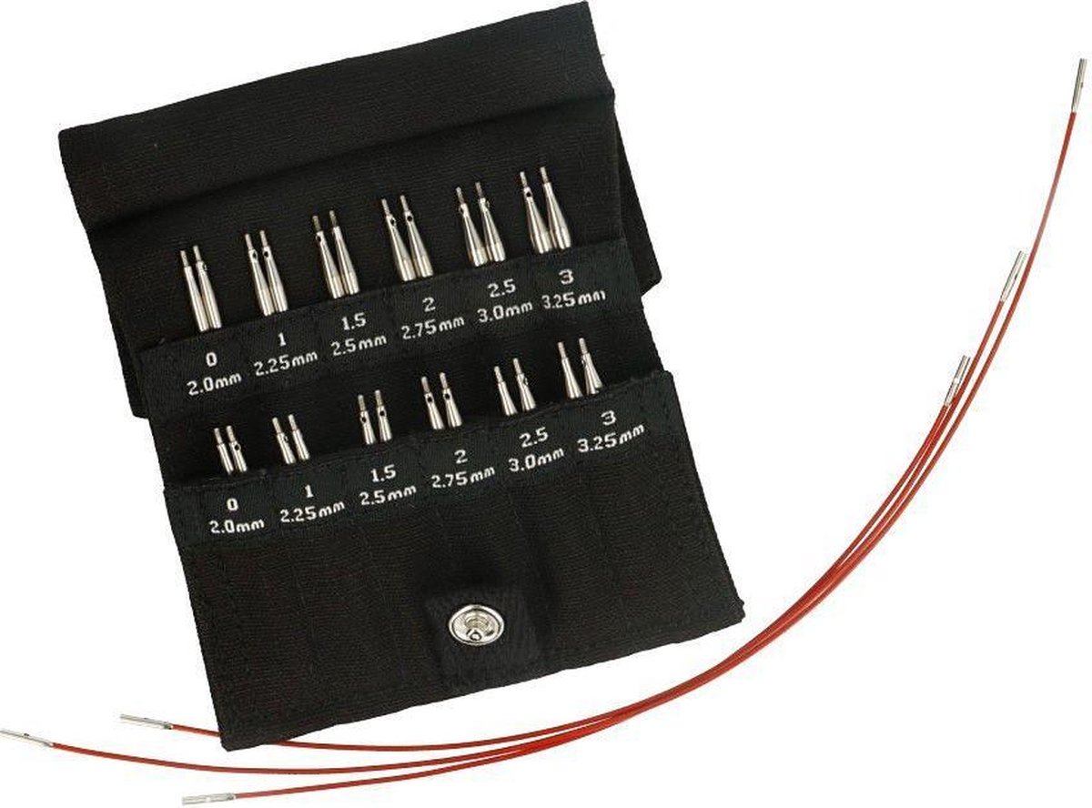 Naaldenset verwisselbare naaldpunten TWIST RED LACE Shorties 2,00-3,25 mm 5 cm8 cm