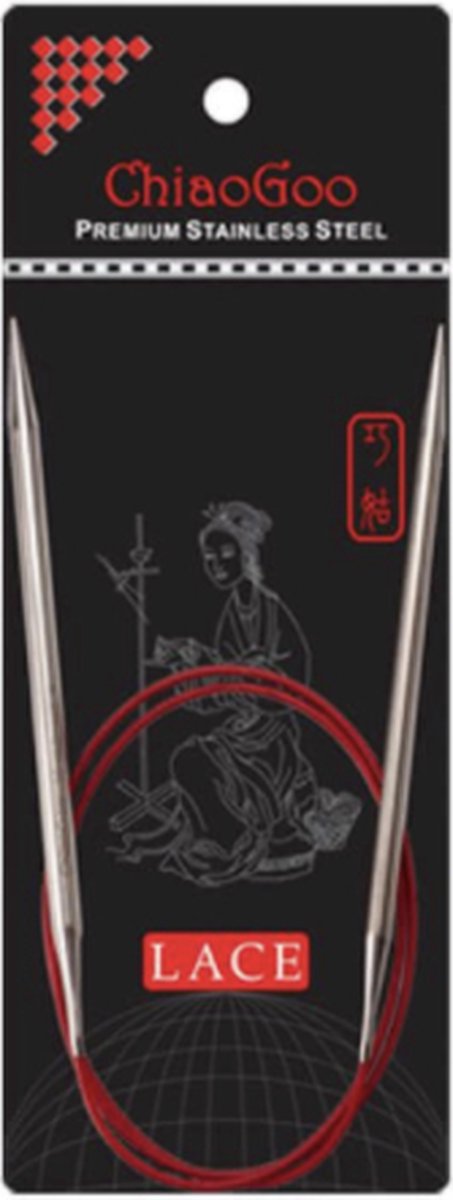 Rondbreinaald RED LACE roestvrij staal 3,50 mm 100 cm ChiaoGoo