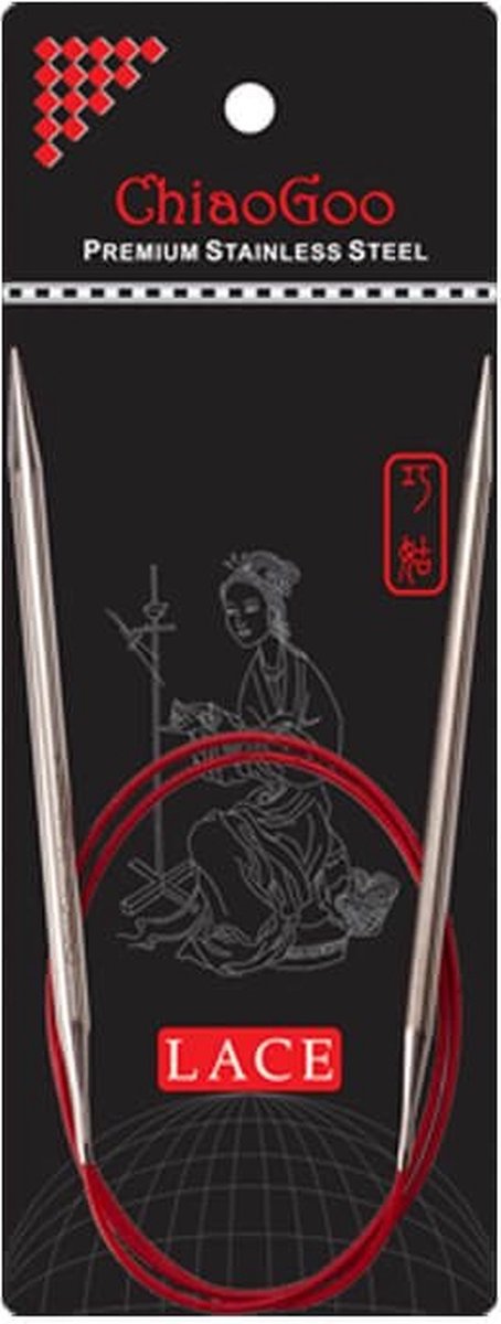 Ronde breinaald RED LACE roestvrij staal 4,00 mm 80 cm