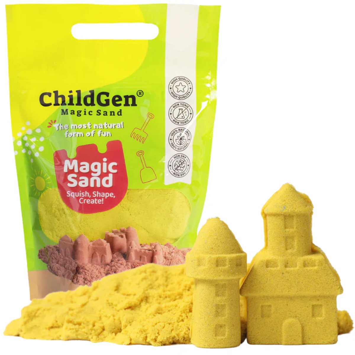 ChildGen - Magic Sand - zand - Refill pack - 907 gram - geel - sensory play - speelzand - 100% natuurlijk