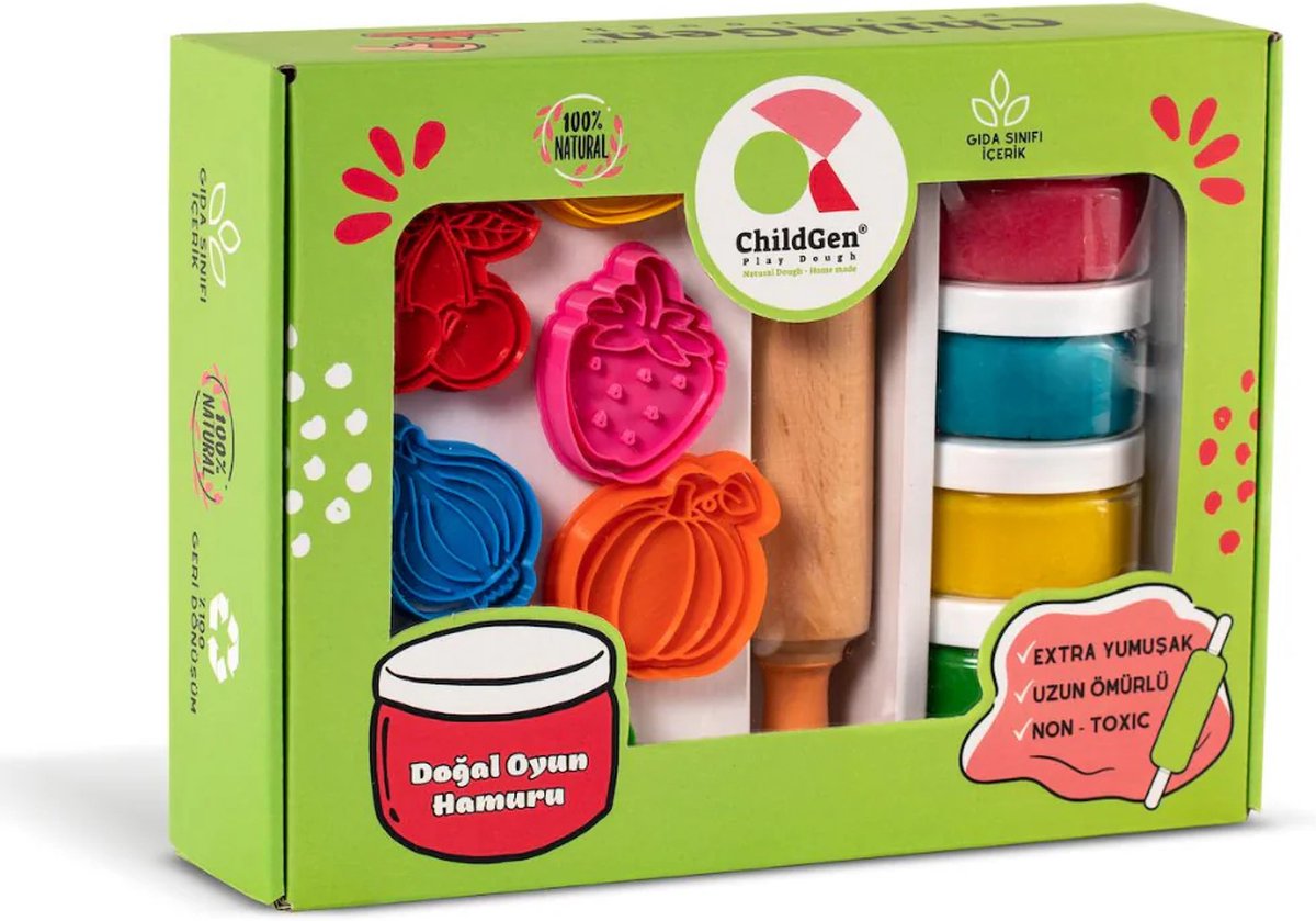 ChildGen - Natuurlijke boetseerklei - Premium set fruit - niet giftige speelklei set - 100% natuurlijk - modellering klei - klei