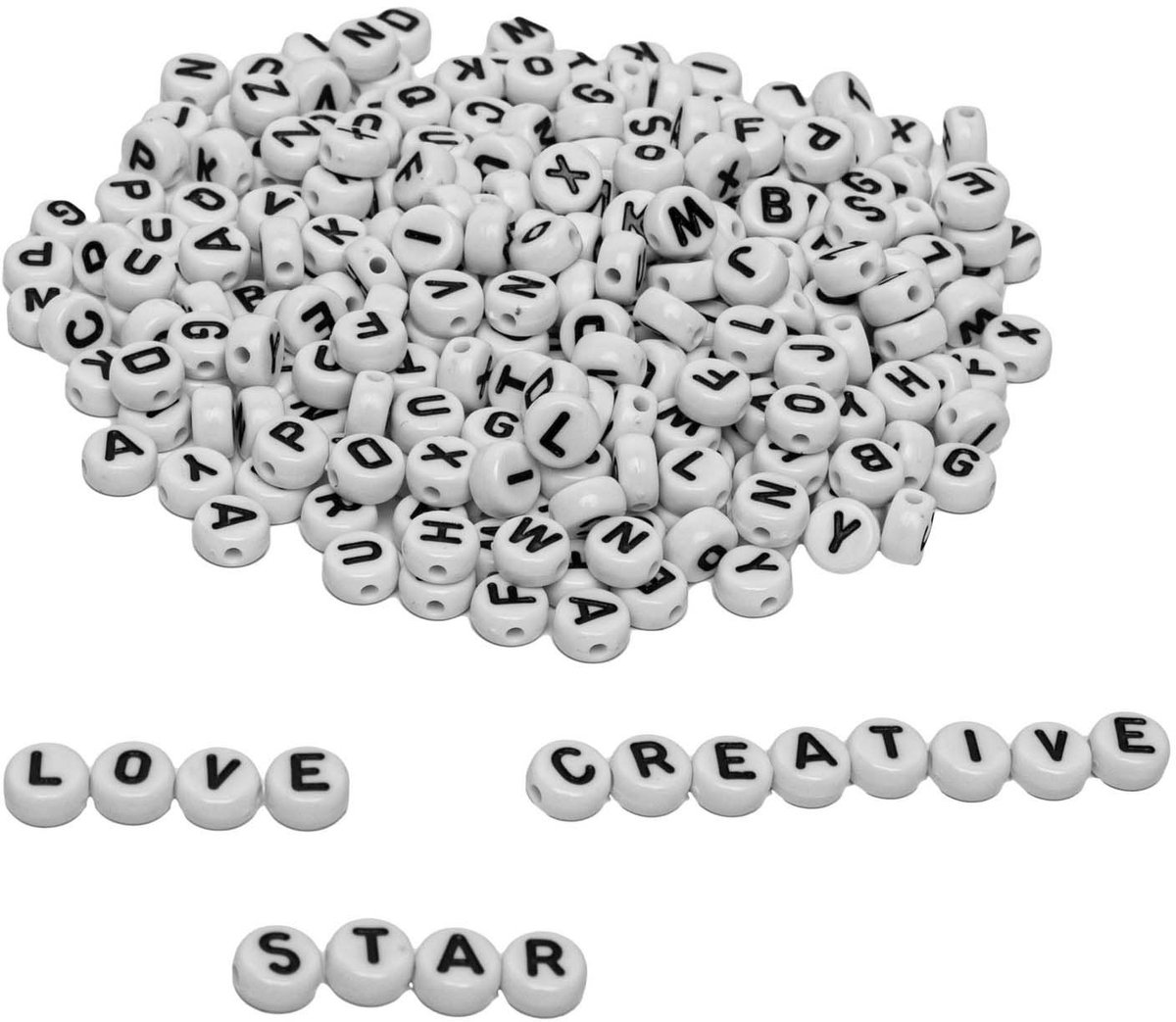 Colorations ronde letterkralen - creatieve kralenset 500 stuks multi kleuren.