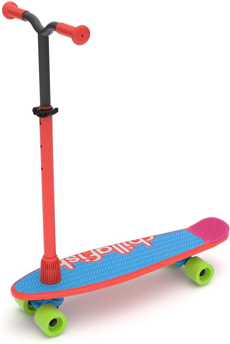 Chillafish SkatieSkootie, Skateboard en step in een met veele kleur opties voor deck en tail, rood  mix