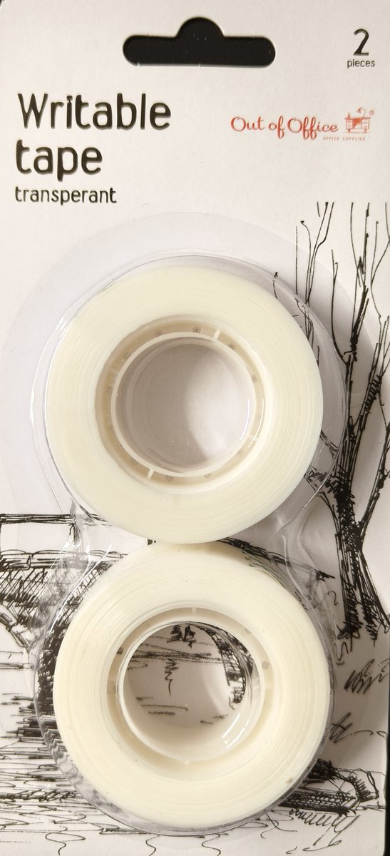 Schrijfbare Transparante Tape – 2 Rollen – 19 mm x 10 m – Cut & Glue