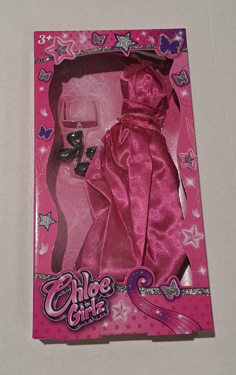 Chloe Girlz Poppenkleding Roze Avondjurk