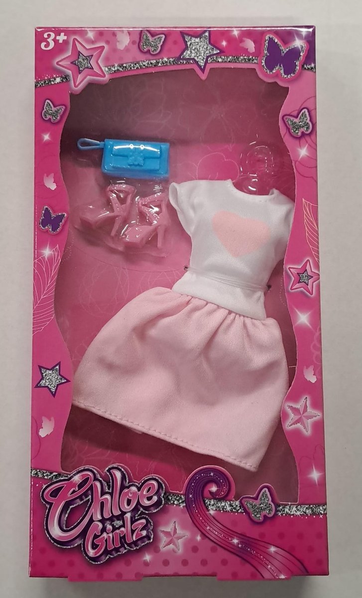Chloe Girlz Poppenkleding Zomerjurkje met Hart