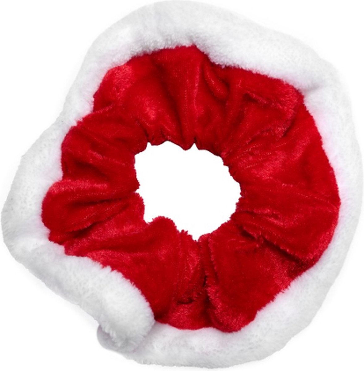 Kerst Haaraccessoire - Velvet Haarelastiek - Kerst accessoires - Kerst - Feestdagen - 1x - Rood/Wit - Verkleed accessoires.
