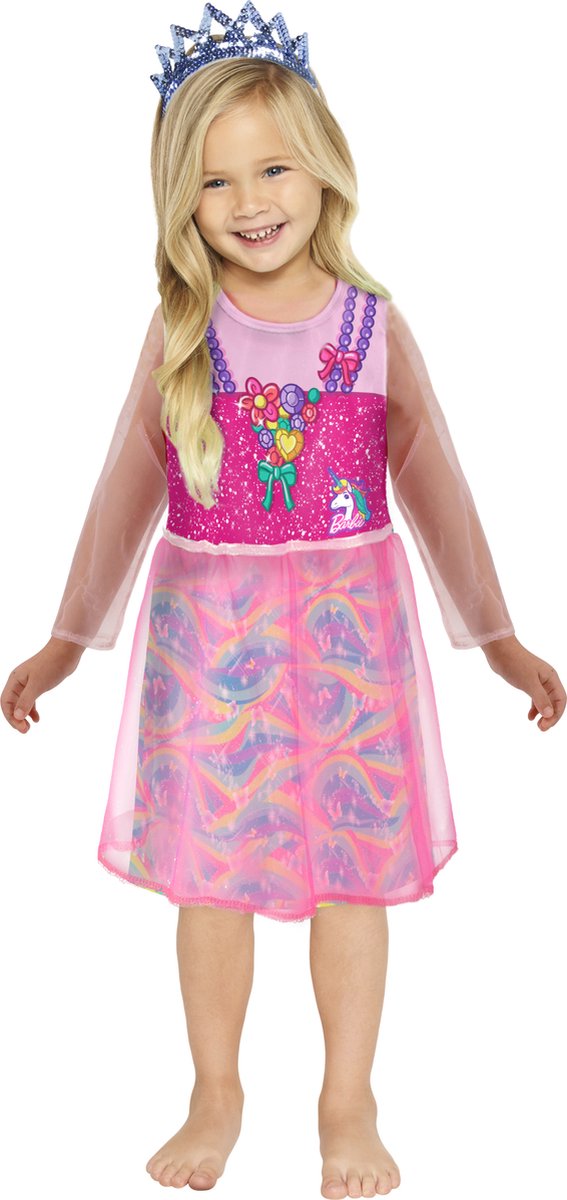 Ciao s.r.l Barbie Kostuum Kinderen Prinsessenjurk Meisje Verkleedkleding Kinderen Carnavalskleding voor Kinderen Little Princess - Officiële licentie - Polyester - 2-Delig Jurk/Hoofdaccessoire - Maat 3-4 jaar