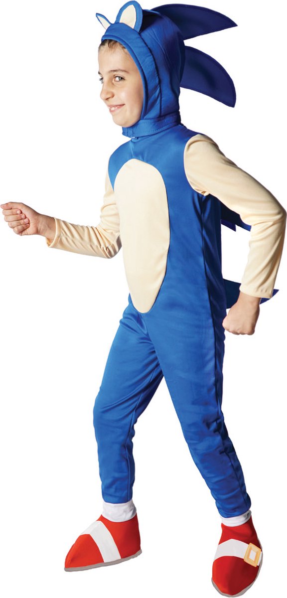 Ciao s.r.l Sonic Kostuum Kinderen Verkleedkleding Kinderen Carnavalskleding voor Kinderen The Hedgehog - Officiële licentie - Polyester - Blauw - 3-Delig Jumpsuit/Schoenenhoesjes/Hoed - Maat 8-10 jaar