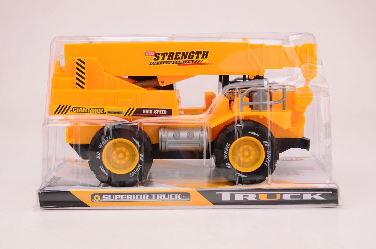 Constructie kraanwagen speelgoed - kraanwagen 26cm karton multicolor.