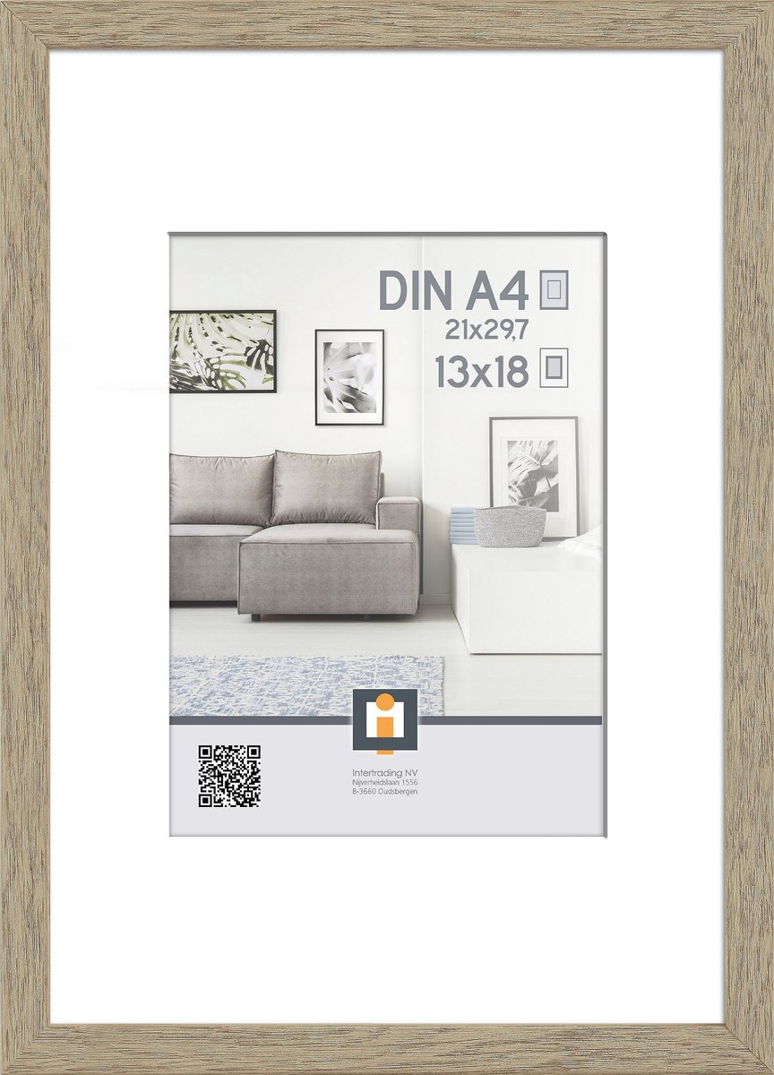 Fotolijst Madrid speelgoed fotolijst 21x30cm plexiglas vintage eik.