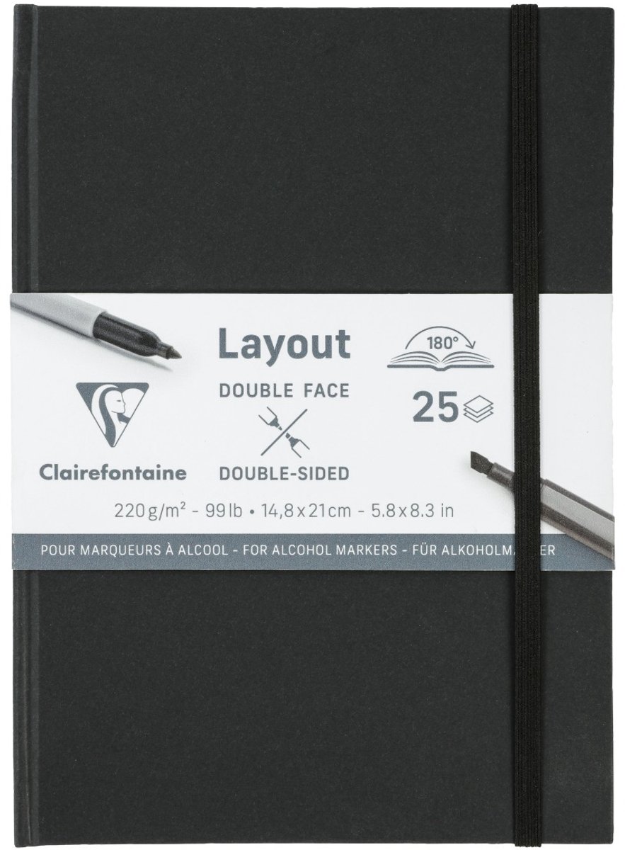 LAYOUT BOEK DUBBELZIJDIG A5 25BL 220 GR ZWART