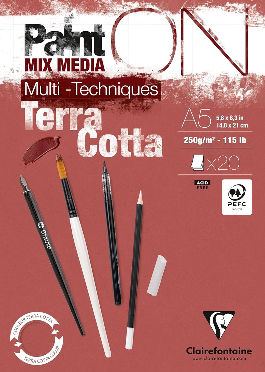 PaintON TERRACOTTA Gelijmd Blok A5, 20 vellen