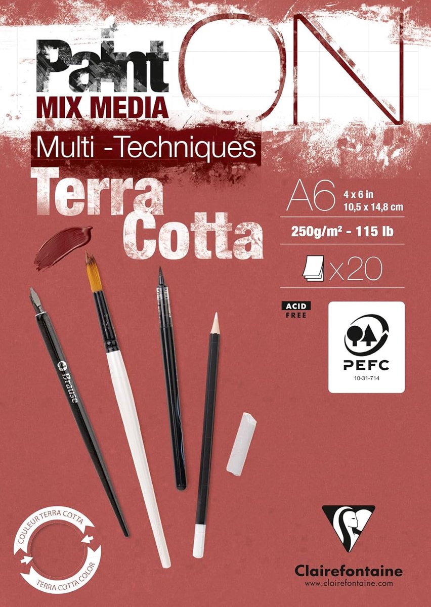 PaintON TERRACOTTA Gelijmd Blok A6, 20 vellen