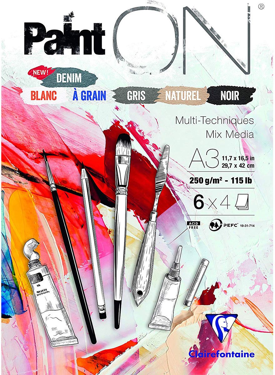   Paint-ON A3 Formaat Blok – 6 Kleuren 24 vel (6 x 4 vel), 250 grams
